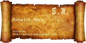 Behalik Mara névjegykártya